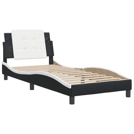 Vidaxl bedframe zonder matras zadar kunstleer zwart en wit 90x190 cm