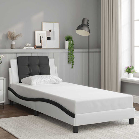 Vidaxl bedframe zonder matras zadar kunstleer zwart en wit 90x190 cm