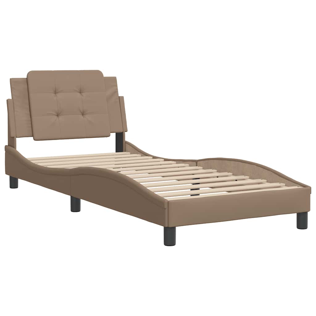 Vidaxl bedframe zonder matras zadar kunstleer cappuccinokleurig 90x200 cm
