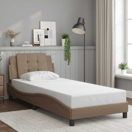 Vidaxl bedframe zonder matras zadar kunstleer cappuccinokleurig 90x200 cm