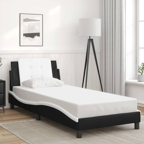 Vidaxl bedframe zonder matras zadar kunstleer zwart en wit 90x200 cm