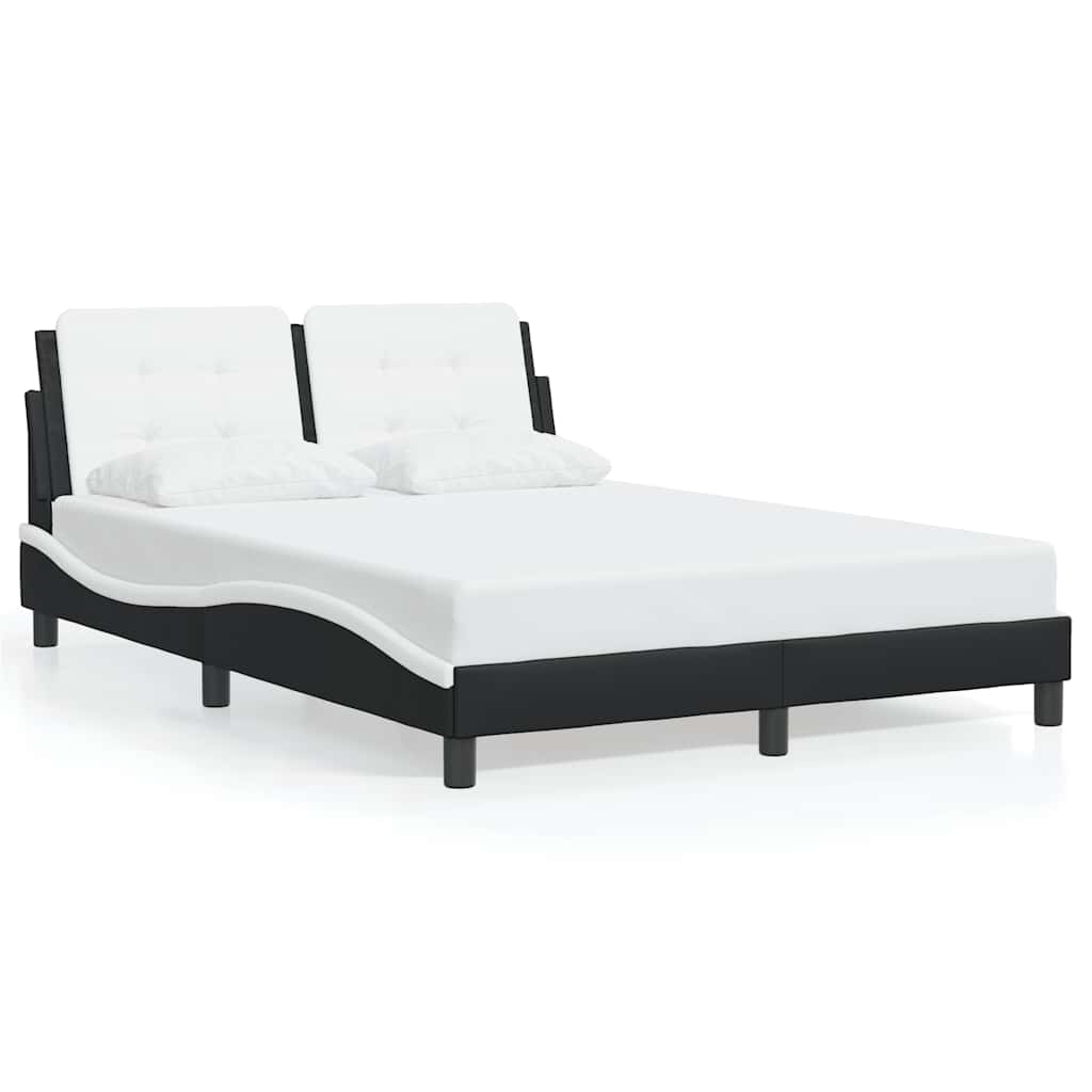 Vidaxl bedframe zonder matras zadar kunstleer zwart en wit 120x200 cm