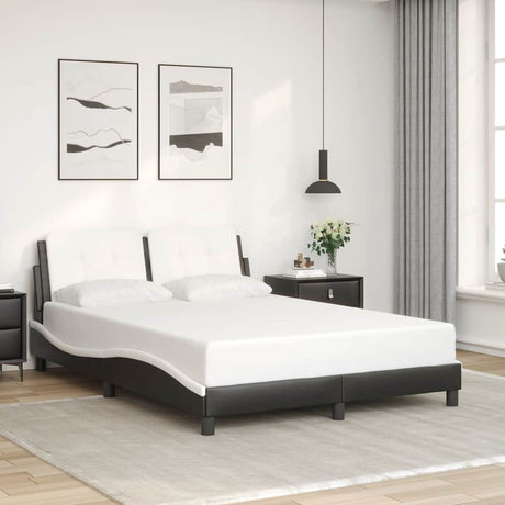 Vidaxl bedframe zonder matras zadar kunstleer zwart en wit 120x200 cm
