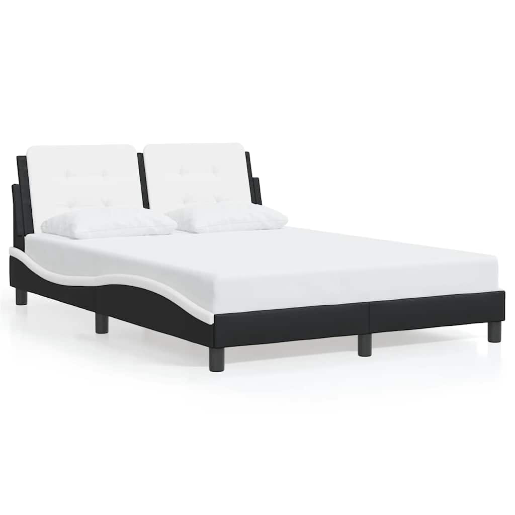 Vidaxl bedframe zonder matras zadar kunstleer zwart en wit 140x190 cm