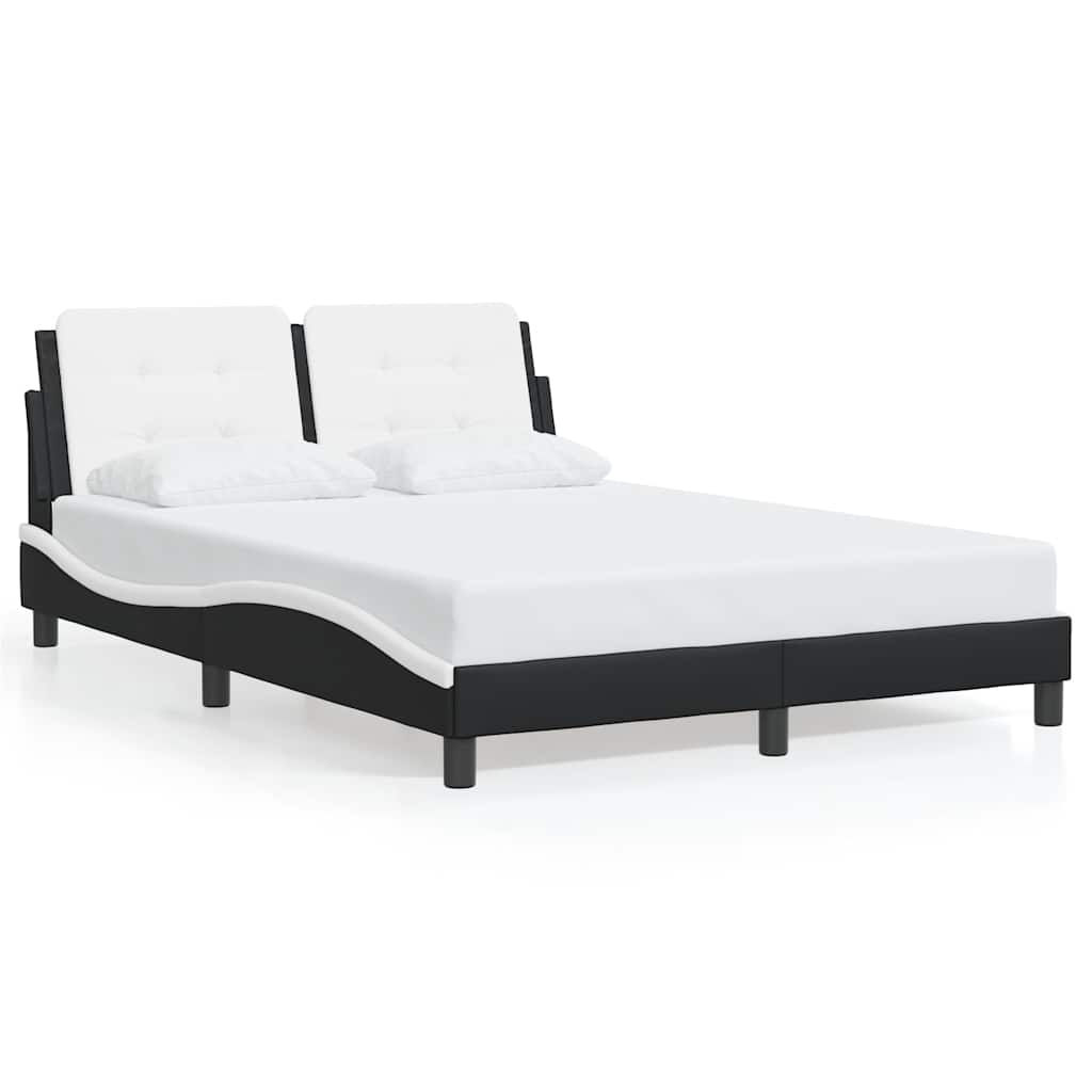 Vidaxl bedframe zonder matras zadar kunstleer zwart en wit 140x200 cm