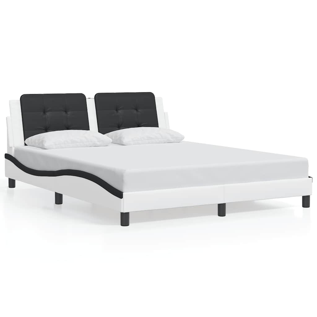 Vidaxl bedframe zonder matras zadar kunstleer zwart en wit 160x200 cm