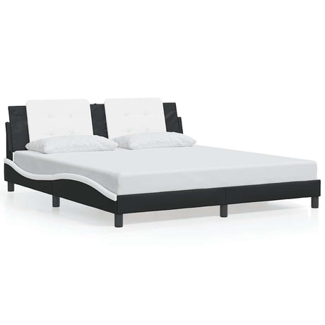 Vidaxl bedframe zonder matras zadar kunstleer zwart en wit 180x200 cm