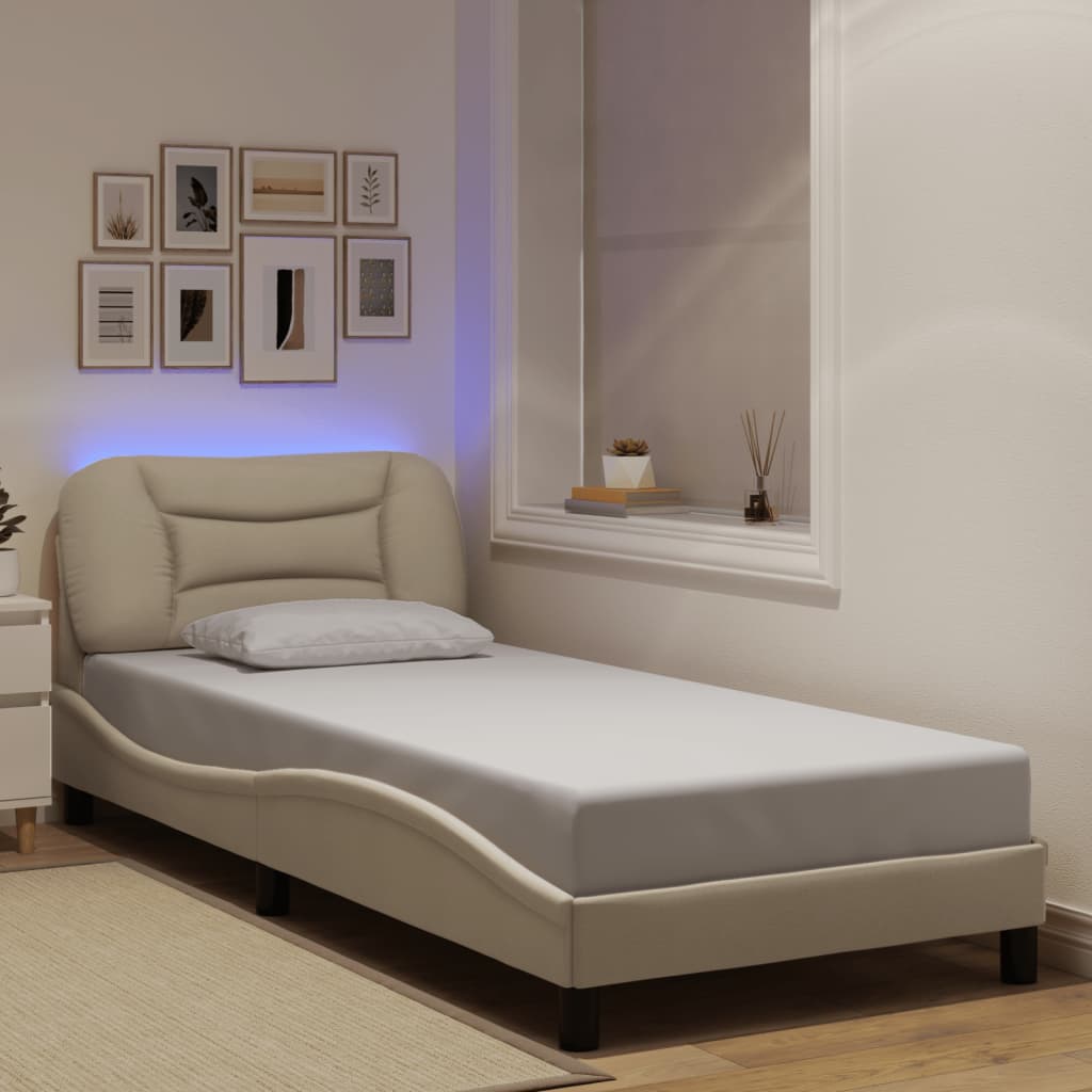 Vidaxl bedframe met led zonder matras hvar 80x200 cm stof crème