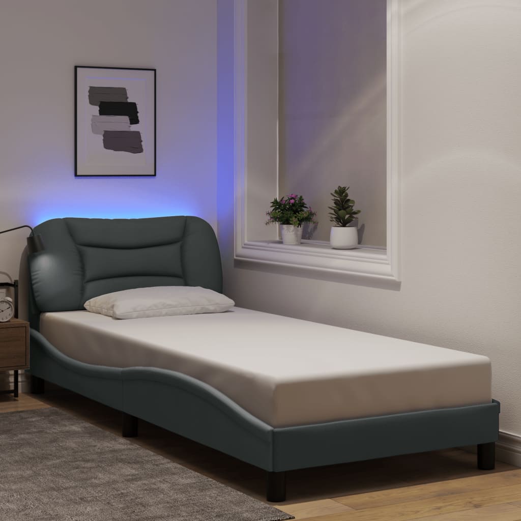Vidaxl bedframe met led zonder matras hvar 90x190 cm stof lichtgrijs