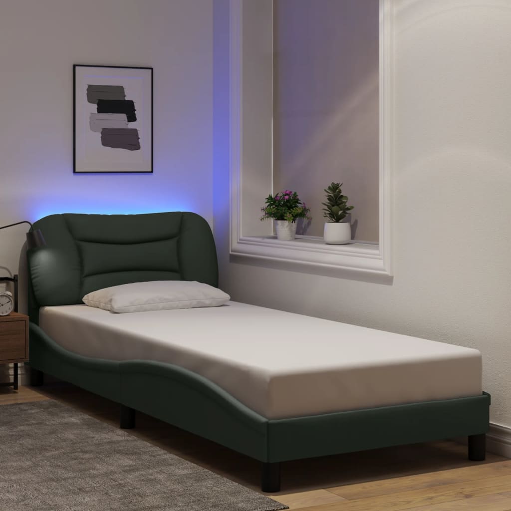 Vidaxl bedframe met led zonder matras hvar 90x190 cm stof donkergrijs