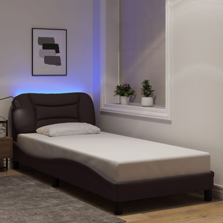 Vidaxl bedframe met led zonder matras hvar 90x190 cm stof donkerbruin