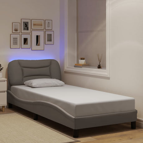 Vidaxl bedframe met led zonder matras hvar 90x190 cm stof taupe