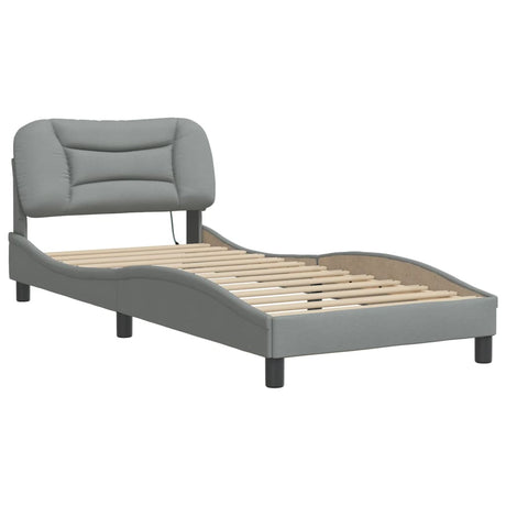 Vidaxl bedframe met led zonder matras hvar 90x200 cm stof lichtgrijs