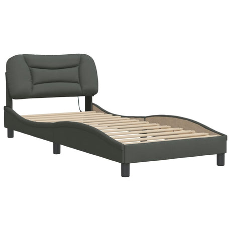 Vidaxl bedframe met led zonder matras hvar 90x200 cm stof donkergrijs