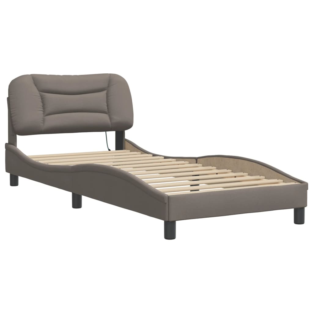Vidaxl bedframe met led zonder matras hvar 90x200 cm stof taupe