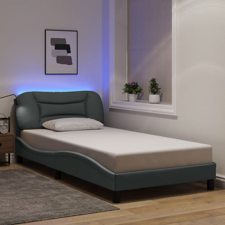 Vidaxl bedframe met led zonder matras hvar stof 100x200 cm lichtgrijs