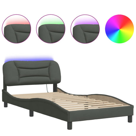 Vidaxl bedframe met led zonder matras hvar 100x200 cm stof donkergrijs
