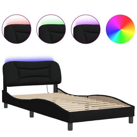 Vidaxl bedframe met led zonder matras hvar 100x200 cm stof zwart