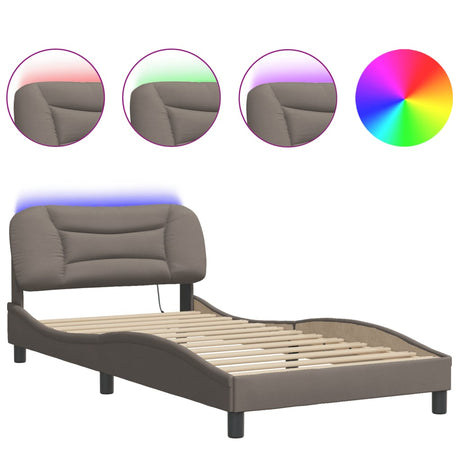 Vidaxl bedframe met led zonder matras hvar 100x200 cm stof taupe