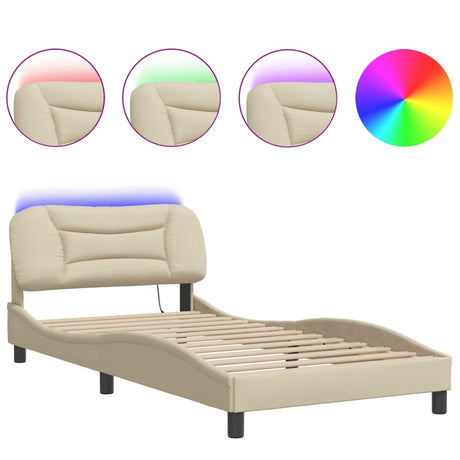 Vidaxl bedframe met led zonder matras hvar 100x200 cm stof crème