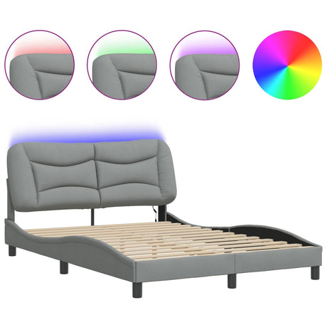 Vidaxl bedframe met led zonder matras hvar 120x200 cm stof lichtgrijs