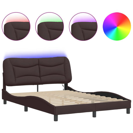 Vidaxl bedframe met led zonder matras hvar 120x200 cm stof donkerbruin