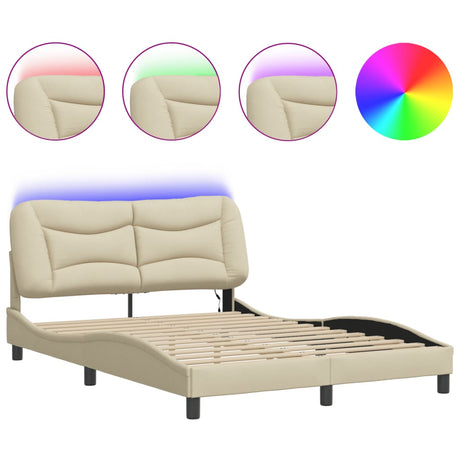Vidaxl bedframe met led zonder matras hvar 120x200 cm stof crème