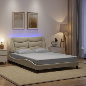 Vidaxl bedframe met led zonder matras hvar 120x200 cm stof crème
