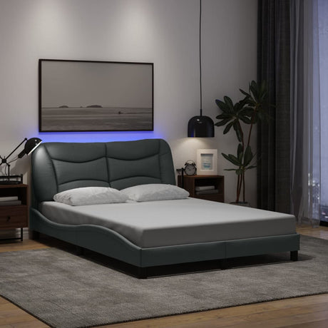 Vidaxl bedframe met led zonder matras hvar stof 140x200 cm lichtgrijs