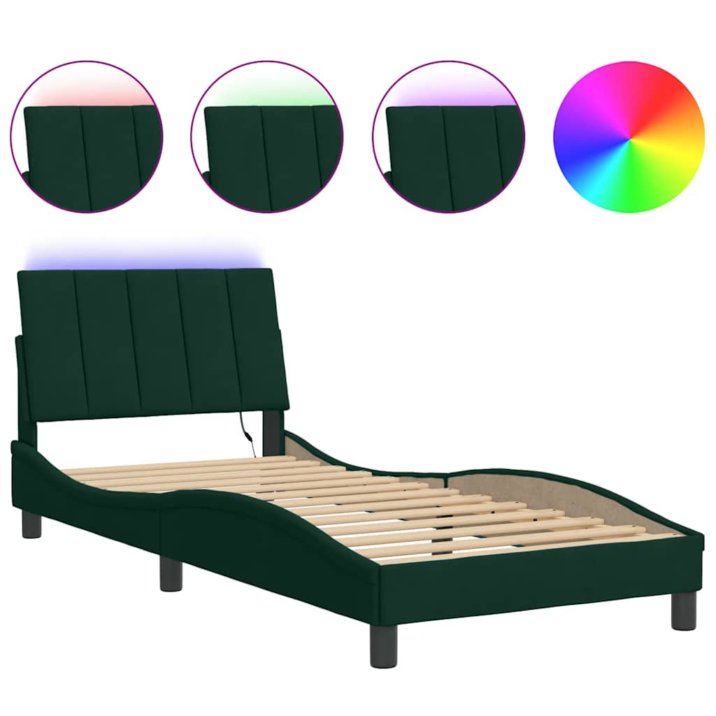 Vidaxl bedframe met led zonder matras hanko donkergroen 80x200 cm