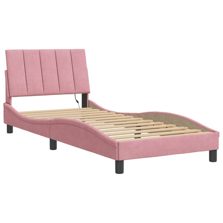 Vidaxl bedframe met led zonder matras hanko fluweel roze 80x200 cm