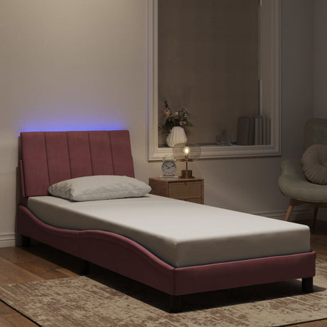 Vidaxl bedframe met led zonder matras hanko fluweel roze 80x200 cm
