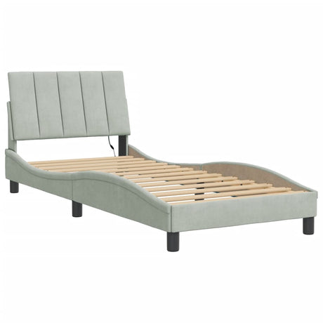 Vidaxl bedframe met led zonder matras hanko fluweel lichtgrijs 90x190 cm