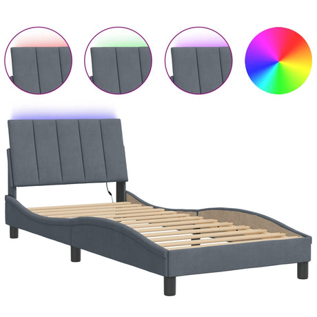 Vidaxl bedframe met led zonder matras hanko donkergrijs 90x200 cm