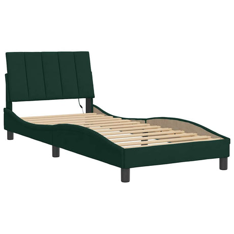 Vidaxl bedframe met led zonder matras hanko donkergroen 90x200 cm