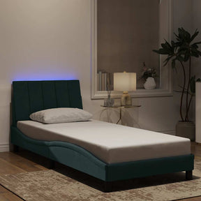 Vidaxl bedframe met led zonder matras hanko donkergroen 90x200 cm