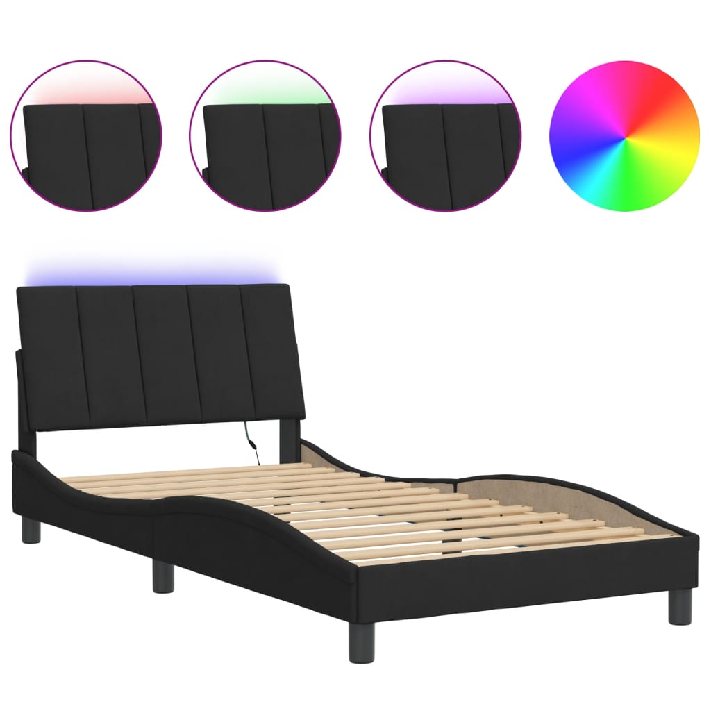 Vidaxl bedframe met led zonder matras hanko fluweel zwart 100x200 cm