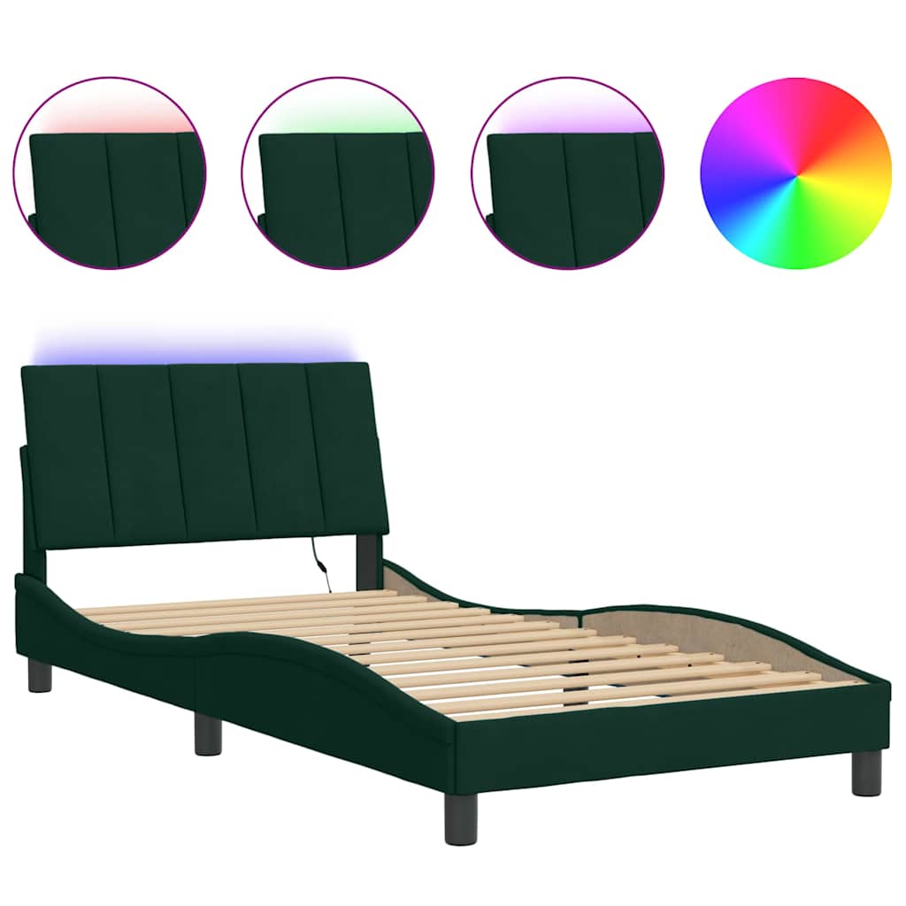 Vidaxl bedframe met led zonder matras hanko donkergroen 100x200 cm