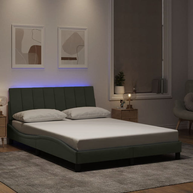 Vidaxl bedframe met led zonder matras hanko lichtgrijs 120x200 cm