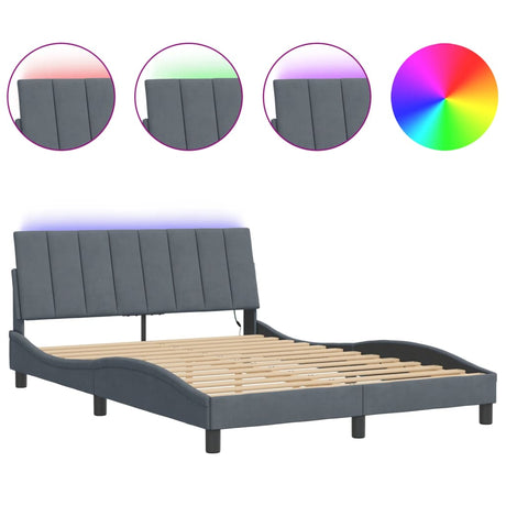 Vidaxl bedframe met led zonder matras hanko donkergrijs 120x200 cm
