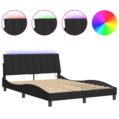 Vidaxl bedframe met led zonder matras hanko fluweel zwart 140x200 cm