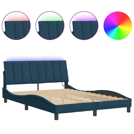 Vidaxl bedframe met led zonder matras hanko fluweel blauw 140x200 cm