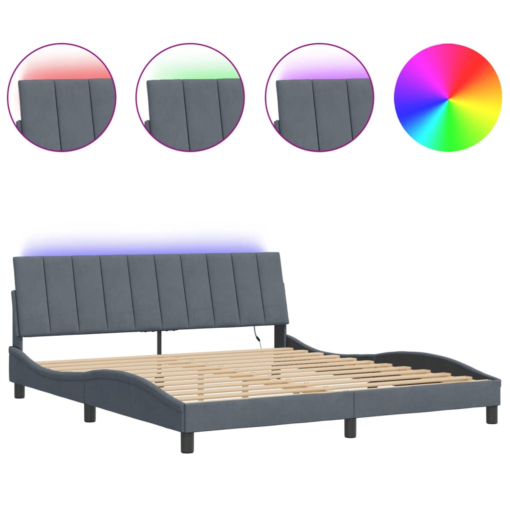 Vidaxl bedframe met led zonder matras hanko donkergrijs 180x200 cm