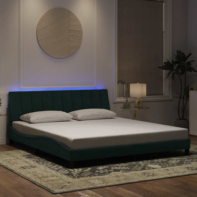 Vidaxl bedframe met led zonder matras hanko donkergroen 180x200 cm