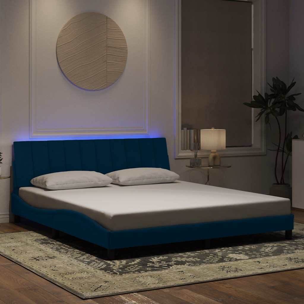 Vidaxl bedframe met led zonder matras hanko fluweel blauw 180x200 cm