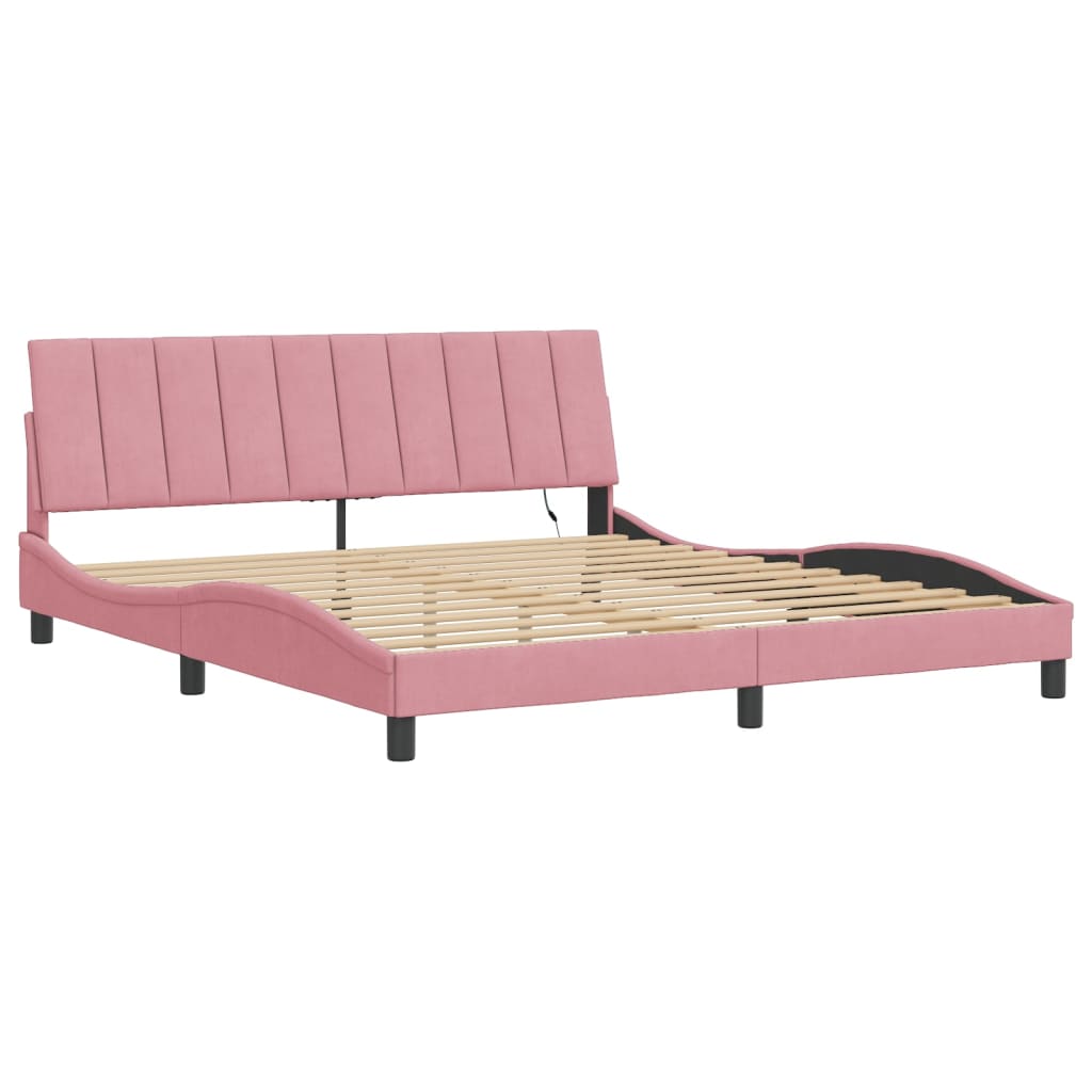 Vidaxl bedframe met led zonder matras hanko fluweel roze 180x200 cm