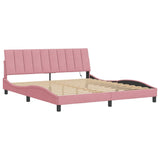 Vidaxl bedframe met led zonder matras hanko fluweel roze 180x200 cm