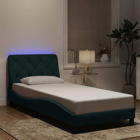 Vidaxl bedframe met led zonder matras fluweel donkergroen 90x190 cm