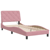Vidaxl bedframe met led zonder matras fluweel roze 90x190 cm