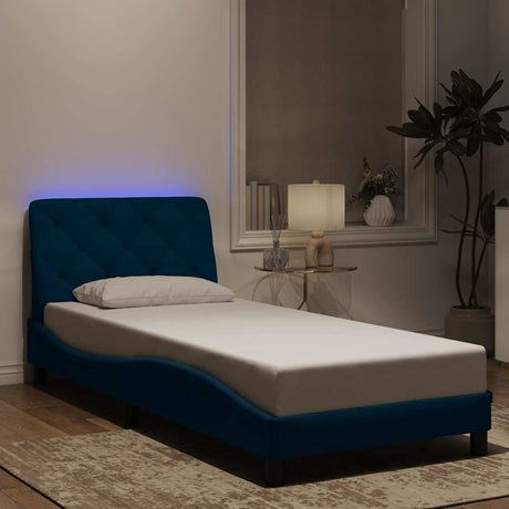 Vidaxl bedframe met led zonder matras fluweel blauw 90x200 cm